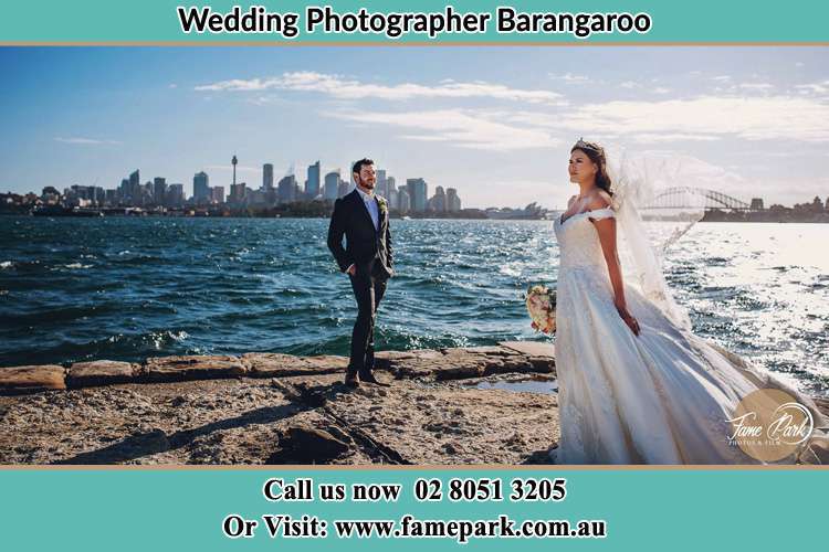 Bride and Groom at the shore Barangaroo NSW 2000