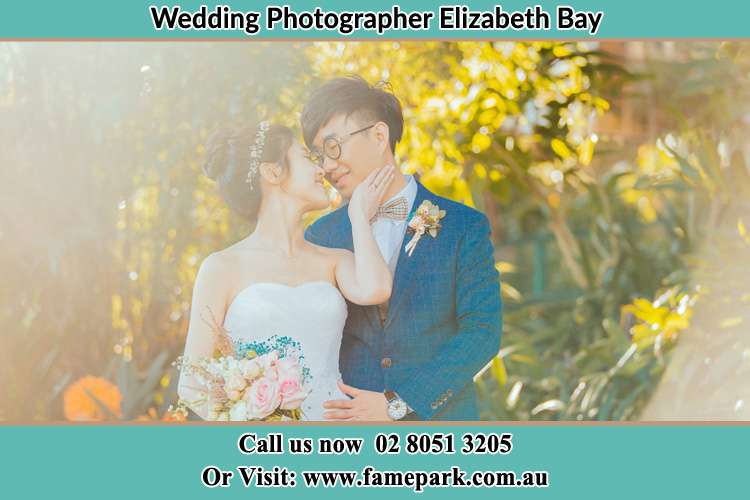 Bride and Groom at the garden Elizabeth Bay NSW 2011