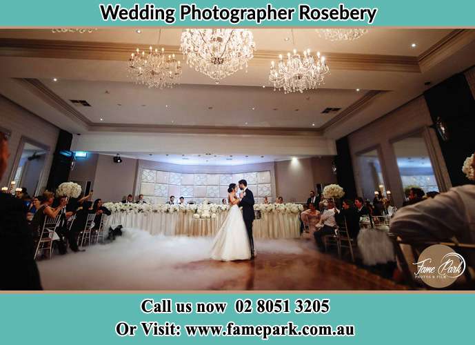 The Bride and the Groom dance in the dance floor Rosebery