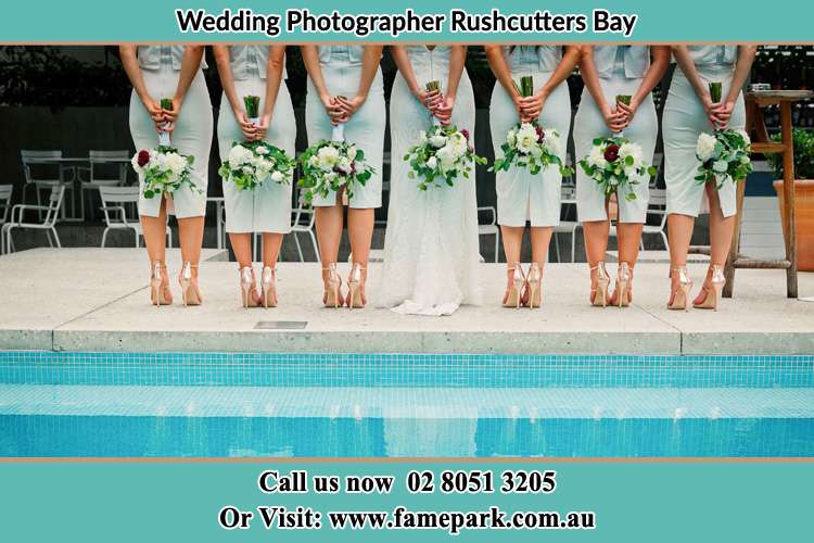 Bride and her Bride's maids at the poolside Rushcutters Bay NSW 2011