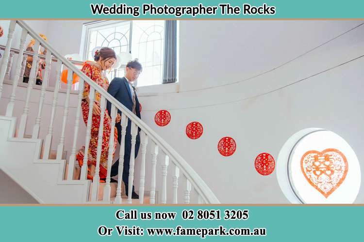 Bride and Groom walking down the stairs Surry Hills